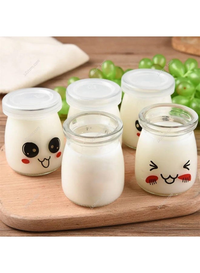Glass Pudding Yogurt Jars with Lids, Small Storage Containers for Desserts, 10 Pack with 10 spoons) - Image 3